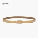 Cinto de moda preto em couro genuíno, fino e decorativo, para ternos, saias, jeans. Acessório elegante e durável para diversas ocasiões. — foto 3