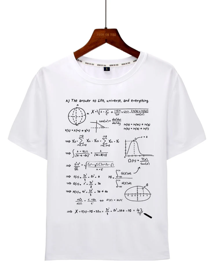 Title 2, Geometric formula printed casual T-shirt, a com...