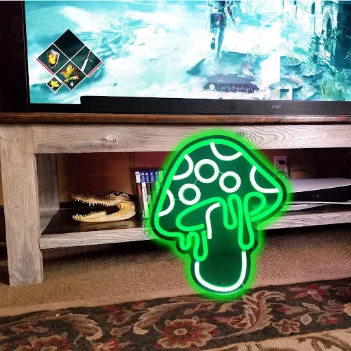 Title 4, Green Mushroom LED Neon Backboard, Transparent ...