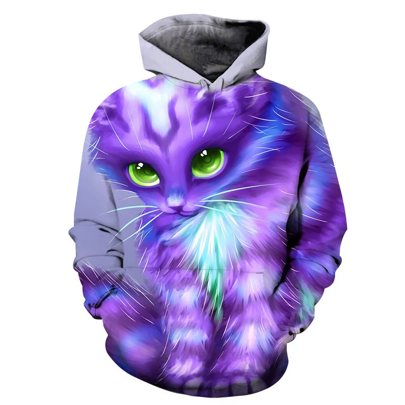 Title 6, New Mens 3D Printed Lightning Cat Hooded Sweat...