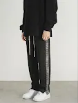 Checked Webbing String Label Straight Slit Sweatpants. Comfortable and stylish, perfect for everyday wear, offering a re — photo 6