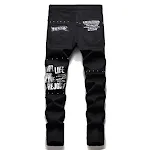 Męskie jeansy patchwork micro-stretch hip hop, małe proste nogawki, zapewniające swobodny i stylowy wygląd na co dzień. Idealne dla fanów hip-hopu. — zdjęcie 2