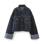 Damen Denim Jacke mit Revers, Lautsprecher und Manschettenhose Anzug, stilvoller Look, hoher Tragekomfort für jeden Tag. — foto 11