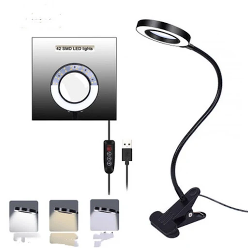 Title 1, NEWACALOX Flexible 3X USB 3 Colors Lamp Magnifier