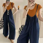 Denim Overall Pak Losse Grote Maat Bretels Jumpsuit Korte Mouw Tweedelige Set Comfortabele Vrijetijdskleding voor Elke Dag — foto 2