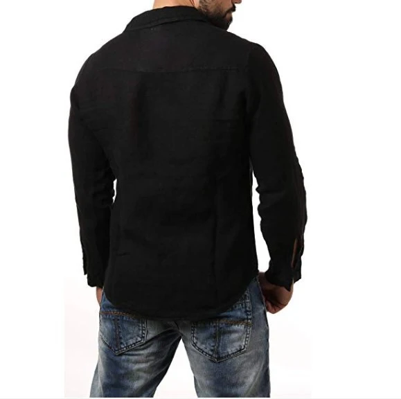 Title 6, Camisa cardigan masculina em algodão e linho de...