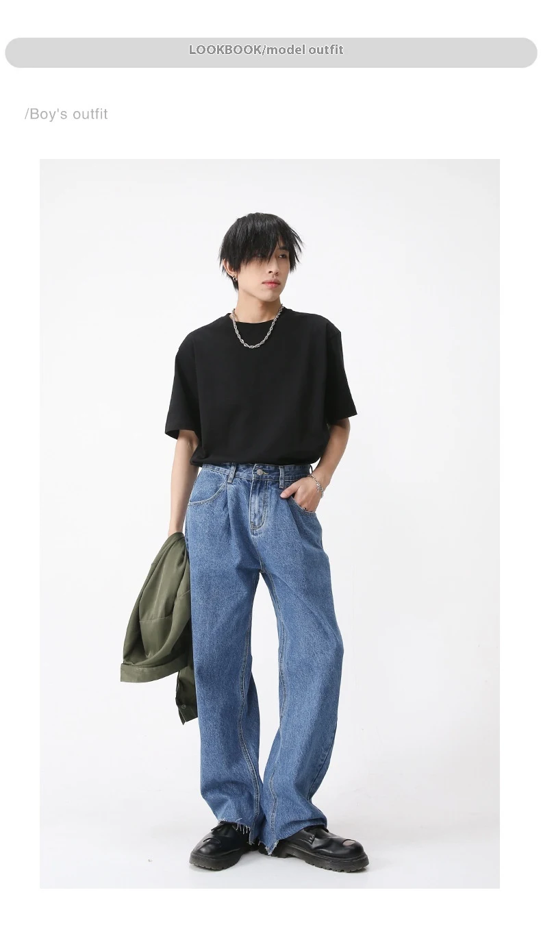 Retro Casual Irregular Slit Simple Jeans for a relaxed yet stylish look. Comfortable and versatile, perfect for everyday — photo 6