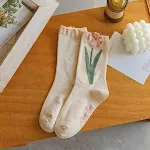 Women's Retro College Style Tulip Floral Cotton Socks — photo 10