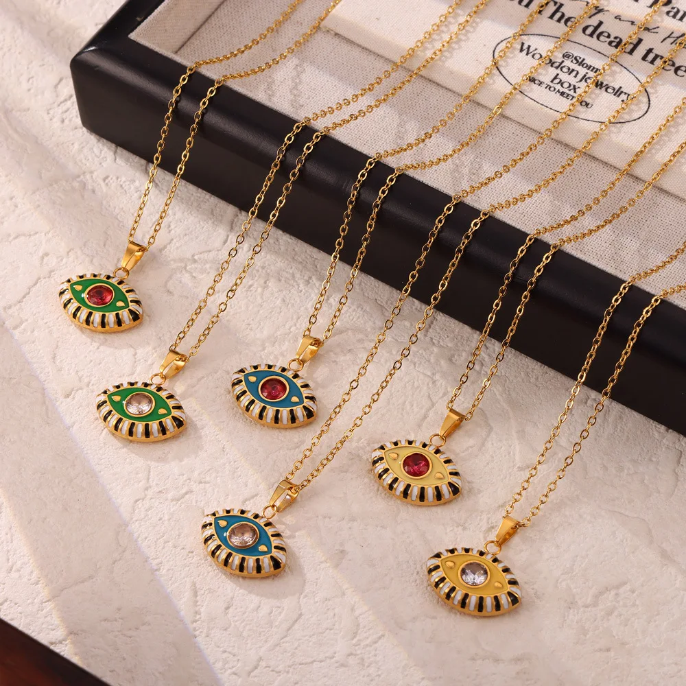 Colar de aço titânio com design Hip Hop, leve, resistente ao vento, esmalte colorido e diamantes, para um estilo marcante. — foto 13