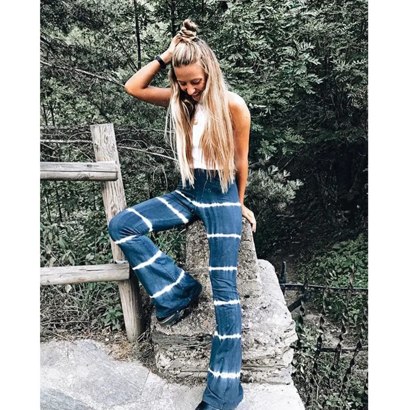 Title 7, Loose Casual Printed Flared Trousers