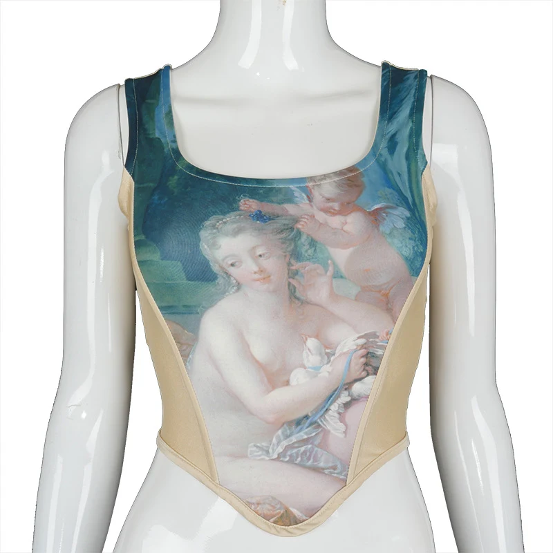 Damesmode-top met engelenprint en open rug — foto 3