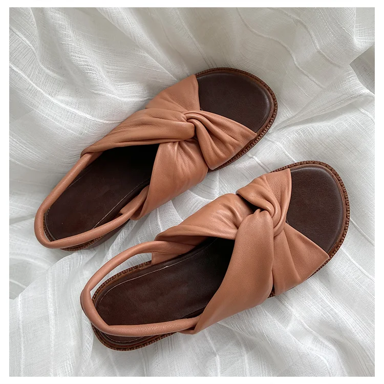 Title 2, New Summer Sheep Skin Sandals with Cross Strap ...