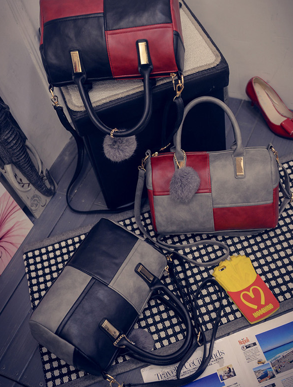 Bolso Boston para mujer con costuras de lana de Japón y Corea del Sur, con cremallera, bolso de mano de moda, nuevo y elegante. — foto 6