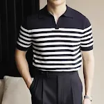 Men's Fashion Striped Casual Thin Half Sleeve Top Lightweight and breathable Comfortable for everyday wear Perfect for w — photo 3