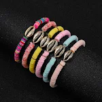 Pulseira Boho Étnica em argila polimérica com cores de concha. Adicione um toque boêmio e elegante ao seu visual diário. — foto 8