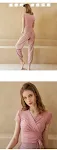 Zomermode Nieuwe yogapak met korte mouwen V-hals Kruistouw Taille Afslanken Sport Pilates Balletstijl — foto 21
