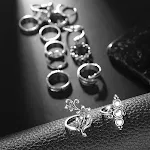 Set di 13 anelli a fiore e foglia con diamanti Eleva il tuo stile con questo set di anelli scintillanti e versatili, perfetti per aggiungere un tocco di eleganza a ogni outfit. — foto 1