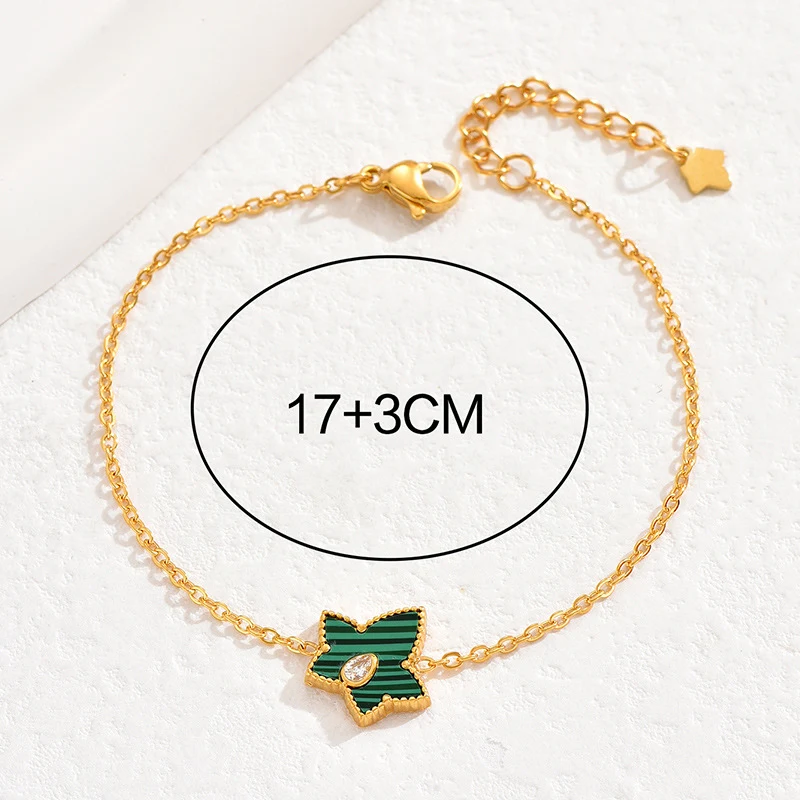 Koreaans stijl titanium stalen malachiet armband, 18K goud, betaalbare luxe, niet-vervagend, roestvrij stalen armband damesmode — foto 4