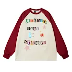 Moletom masculino de manga longa solto para casais, com estampa multicolorida de letras, ideal para outono e inverno. — foto 3