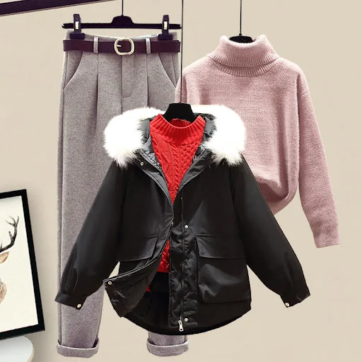 Title 11, Womens Padded Jacket Sweater Set Made Of Cotton