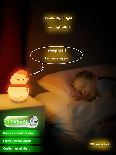 Title 5, Snowman Silicone Pat Lamp Bedroom Decoration, a...
