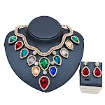 Conjunto de colar e brincos de noiva exagerados e coloridos, sucesso de vendas! Para Europa, América e Oriente Médio, importação cross-border. — foto 10