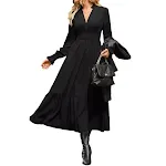 Women's Fashion Lantern Long Sleeve V-neck Dress. This stylish dress offers a flattering fit, comfortable wear, and is p — photo 2