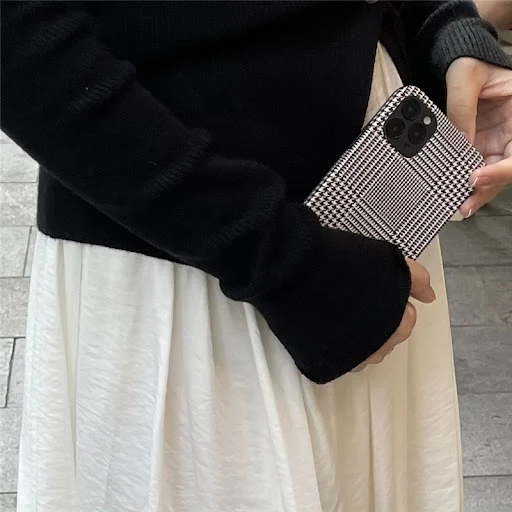 Title 1, Capa macia de couro Houndstooth para celular, p...