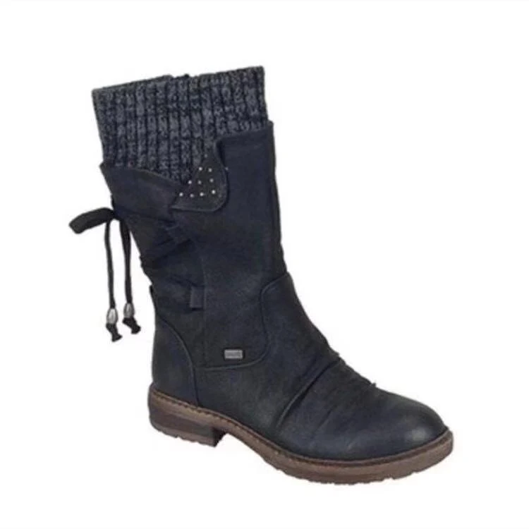 Retro wollen Martin boots met midden-lage achterbandjes. Combineer vintage stijl met warmte en comfort voor een tijdloze look. — foto 4