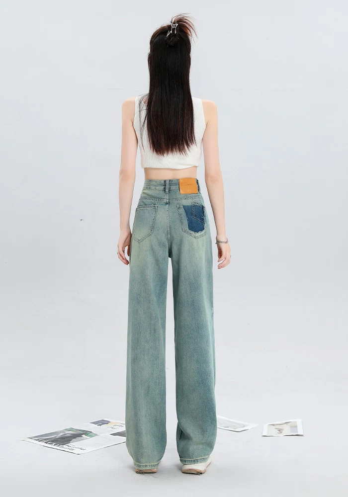 Title 6, Jeans femininas da moda com rasgos, pernas estr...