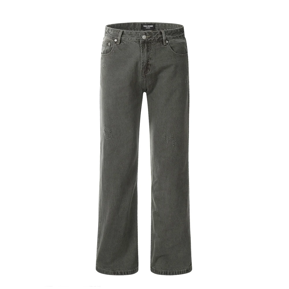 Heren jeans met rechte pijpen, perfect voor een casual look. Comfortabel en stijlvol, ideaal voor dagelijks gebruik. Duurzame kwaliteit. — foto 12