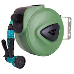 Carretel Mangueira Retrátil Automático Qiya 10M PVC Bobinador de Mangueira de Água Ferramentas Pneumáticas para Jardim, Limpeza e Organização — foto 12