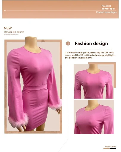 Title 4, Autumn Elegant Square Collar Ostrich Feather Lo...