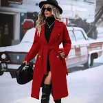 Autumn and Winter Solid Color Double Breasted Lace-up Woolen Coat. Stay warm and fashionable with this stylish and comfo — photo 4