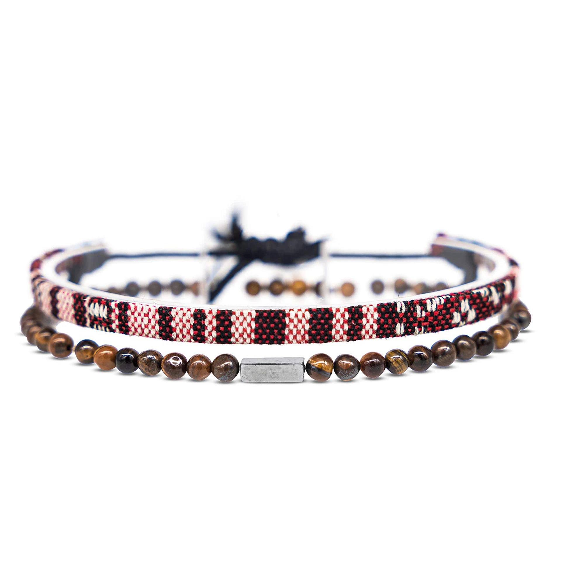 Conjunto de pulseira boêmia em algodão e linho tecido, acessório leve e estiloso para qualquer ocasião. Desfrute do estilo boêmio. — foto 9
