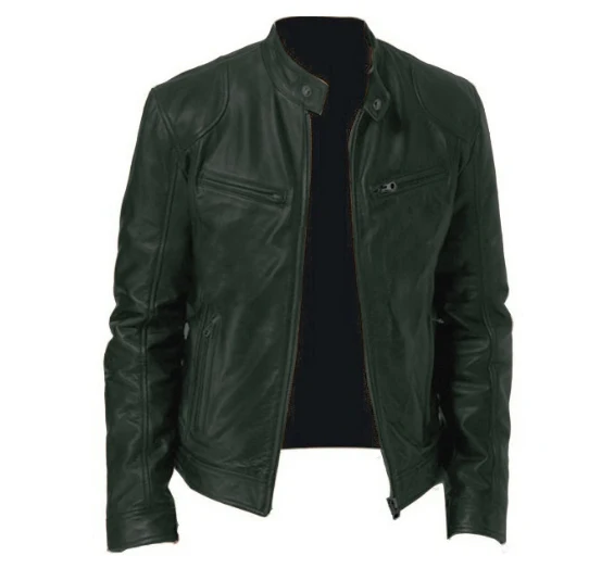 Gentleman's Warm Zipper Cardigan Pocket Decorated PU Leather Coat, a stylish and comfortable coat perfect for any occasi — photo 14