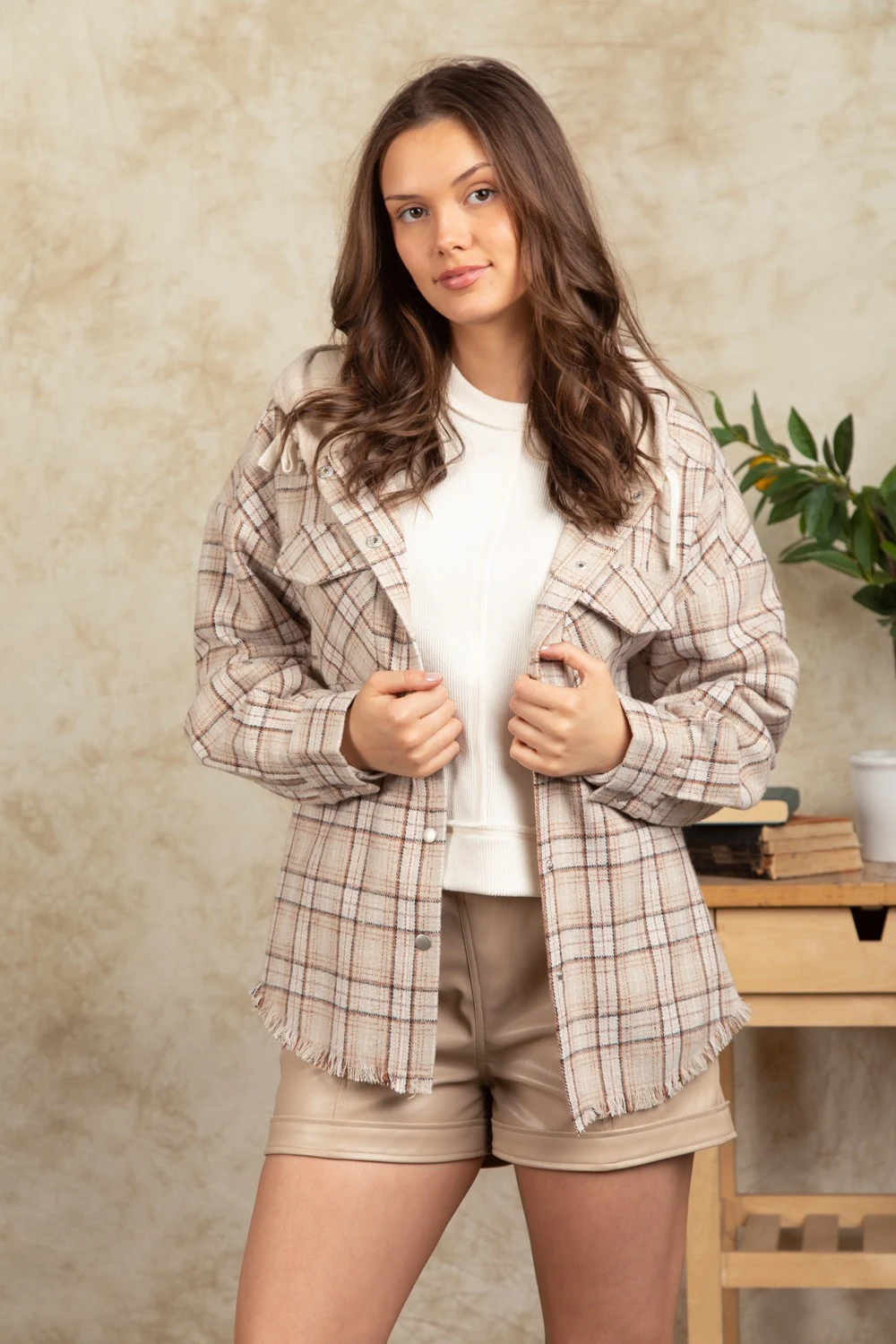 Title 21, Womens Fashion Hooded Large Pocket Plaid Shirt...