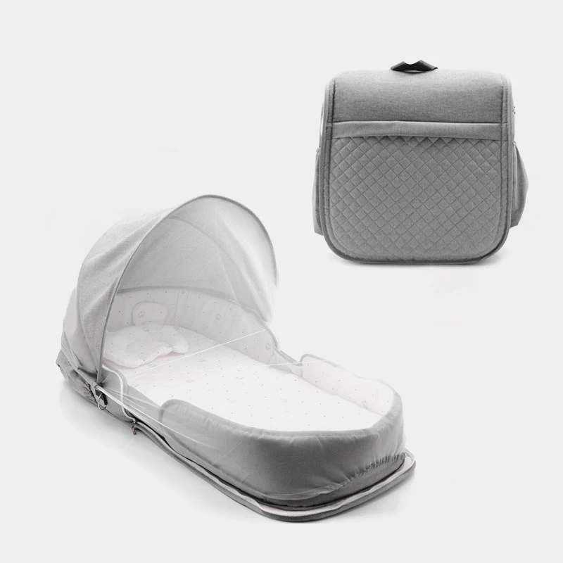 Berço portátil e dobrável para recém-nascidos com mochila, ideal para viagens e mobilidade. Leve seu bebê com conforto e segurança — foto 2