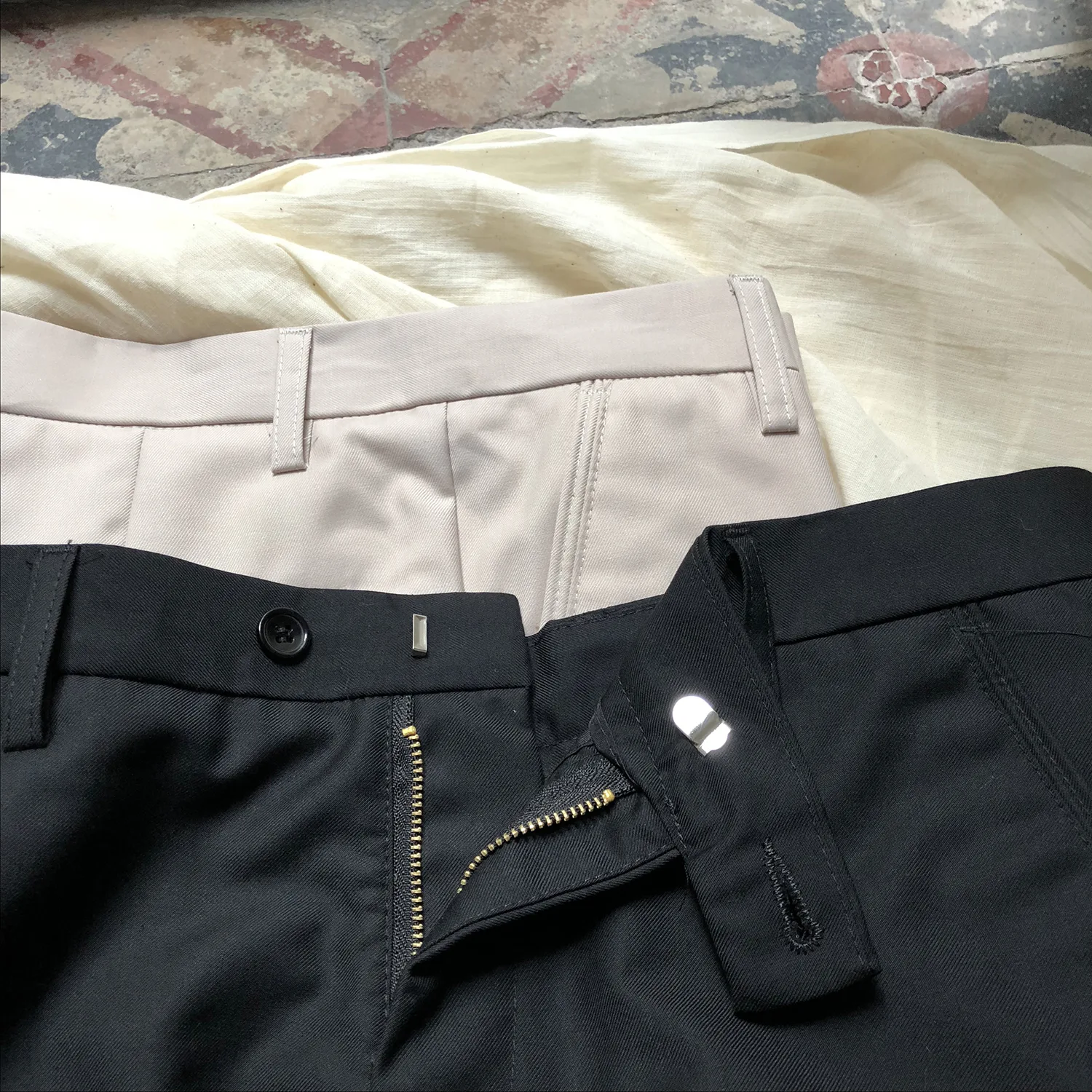 Title 5, Solid Color Suit Pants Loose Shorts for Men. Co...