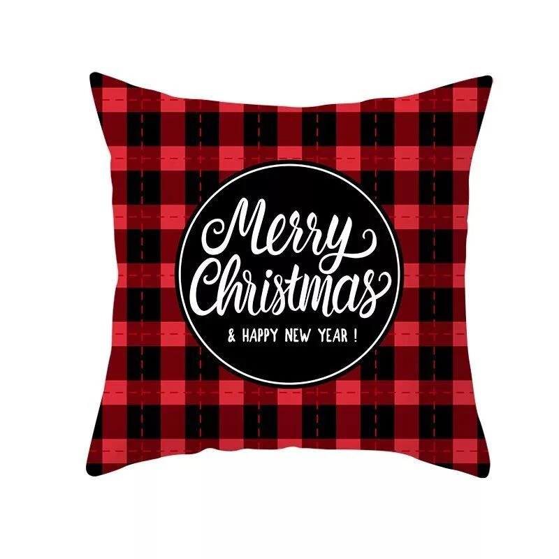Fronha de travesseiro de Natal clássica xadrez vermelho da moda. Decore sua casa com alegria festiva. Macia, confortável e perfeita para o Natal. — foto 2