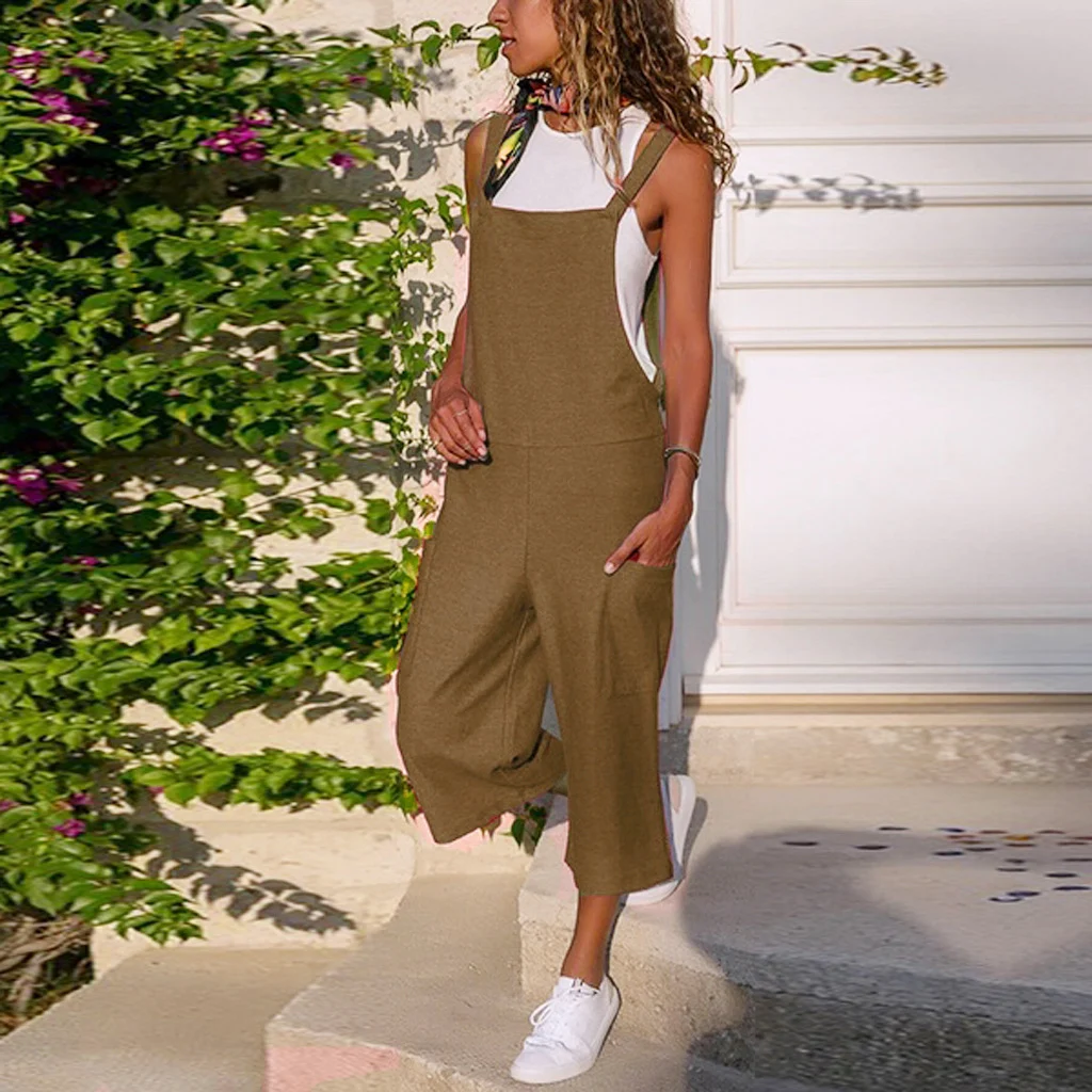 Women's Cotton and Linen Casual Loose Long Wide Leg Jumpsuit, offering comfort and style with its relaxed fit, perfect f — photo 17
