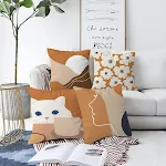 Capa de almofada geométrica nórdica laranja, abstrata, pele de pêssego, plush, ideal para um toque moderno e aconchegante na sua casa. — foto 19