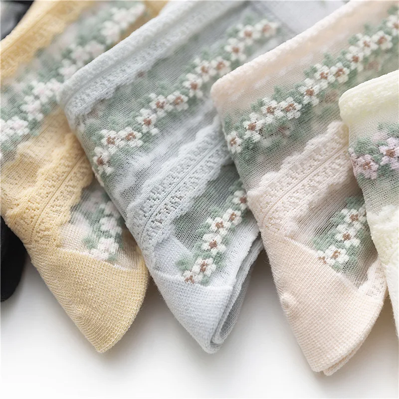 Title 7, Fashion small floral glass silk socks