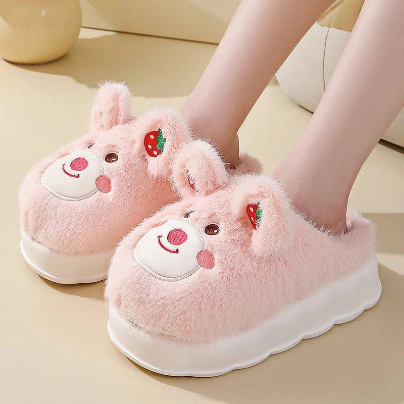 Title 5, High Heel Cotton Slippers for Women, Thick Bott...