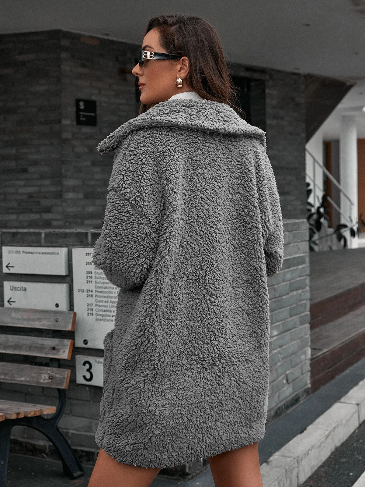 Title 11, Single Breasted Bubble Fleece Jacket Loose Lape...