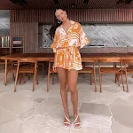 Summer New Women's Waist-controlled Lace-up Geometric Printed Jumpsuit. Experience style and comfort with this flatterin — photo 1