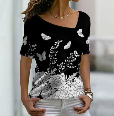 Title 6, Fashionable 3D Printed Womens T-shirt Short Sl...