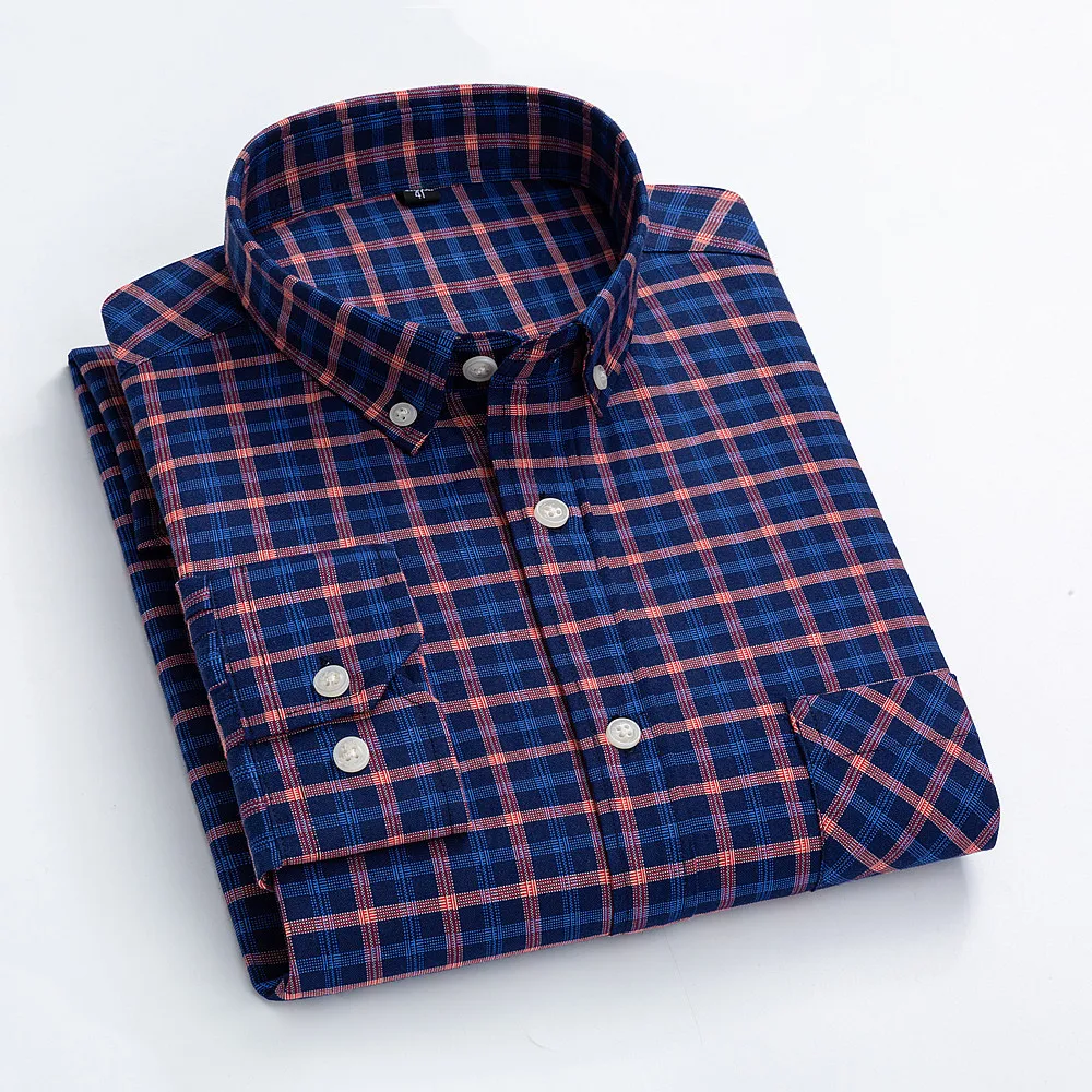 Title 7, Camisa masculina casual de algodão Carbon xadre...