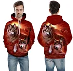 Suéter de manga longa com estampa digital de lobos duplos, ideal para um visual moderno e confortável. Perfeito para uso diário, combinando estilo e aquecimento. — foto 2