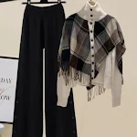 Lazy Casual Suit Women's High Collar Irregular Knit Comfortable and Stylish Everyday Wear Soft and Versatile Perfect for — photo 2